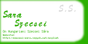 sara szecsei business card